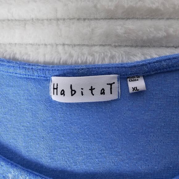 Habitat Blue Textured Faux Wrap Button Top Women’s XL Soft Asymmetrical Tunic - Picture 8 of 10